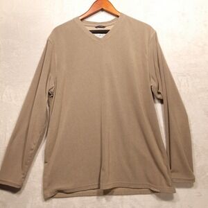 L.L Bean Mens V-Neck Pullover Sweater Sz.Large-Tall/Beige/Lightweight-Microfiber